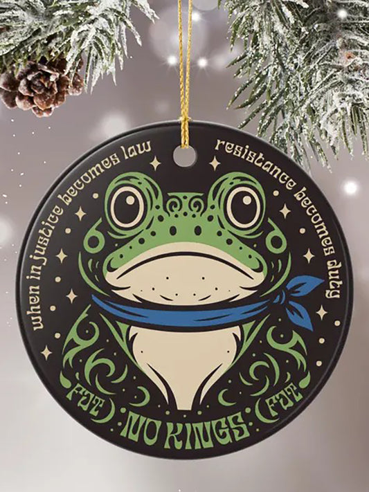 Merry Resistmas Portland Frog Printed Acrylic Decorative Ornament