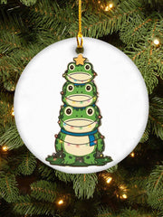 Christmas Resist Frog Print Pendant