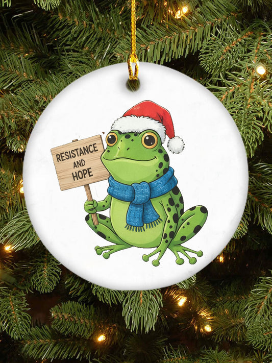 Christmas Resist Frog Print Pendant