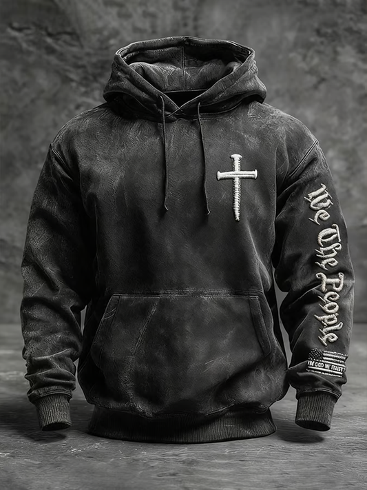 Men's Faith Is The Only Thing Stronger Than Fear Print Casual Hoodie