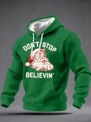 Men's Christmas Don't Stop Believin Checkered Hoodie