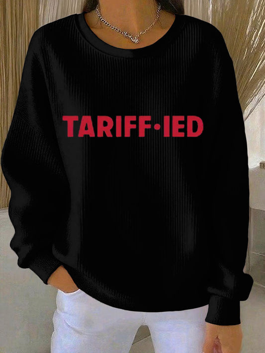Women's Trump Tariffs Ribbed Round-Neck Sweatshirt