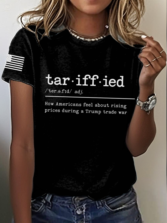 Women's Tariffied Trump Trade War Iron On Short Sleeve T-Shirt