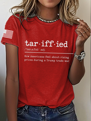 Women's Tariffied Trump Trade War Iron On Short Sleeve T-Shirt
