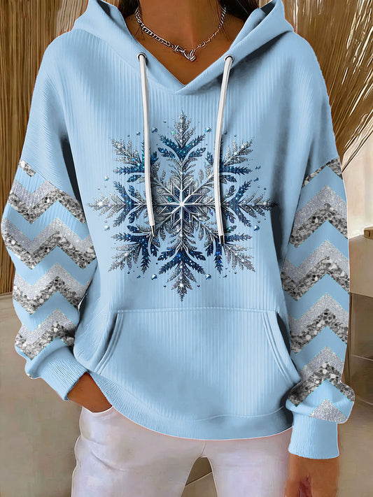 Women's Winter Christmas Snowflakes Print Hoodie