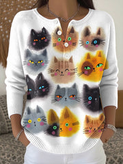 Women's Cute Animal Print Knit Top