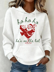 Women's He's On The List Small Checkered Hoodie