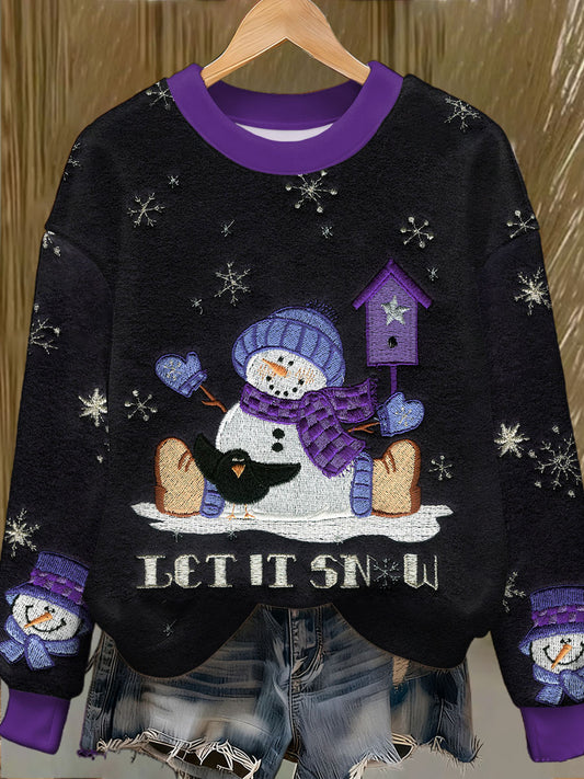 Women's Purple Christmas Printed Sweatshirt