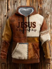 Men's Vintage Jesus The Way The Truth The Life Cross Hoodie with Pockets