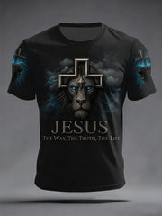 Men's Jesus The Way The Truth The Life Lion Print Casual Tee
