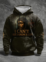 Men's I Can't But I Know A Guy Jesus Cross Faith Print Casual Hoodie