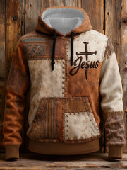 Men's  Vintage Jesus Cross  Hoodie with Pockets