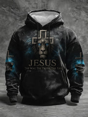 Men's Jesus The Way The Truth The Life Lion Print Casual Hoodie