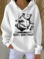 Women's Funny Quiet Piggy Print This Piggy Won't Be Quiet Resist Hoodie