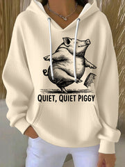 Women's Funny Quiet Piggy Print This Piggy Won't Be Quiet Resist Hoodie