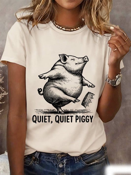 Women's Funny Quiet Piggy, This Piggy Won't Be Quiet Resist Tee