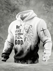 Men's Be stil'l and know that I am GOD Checkered Cotton Hoodie