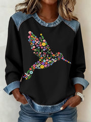 Women's 8647 FDT Hidden Message Protest Denim Patchwork Top