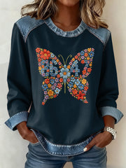 Women's 8647 FDT Hidden Message Protest Denim Patchwork Top