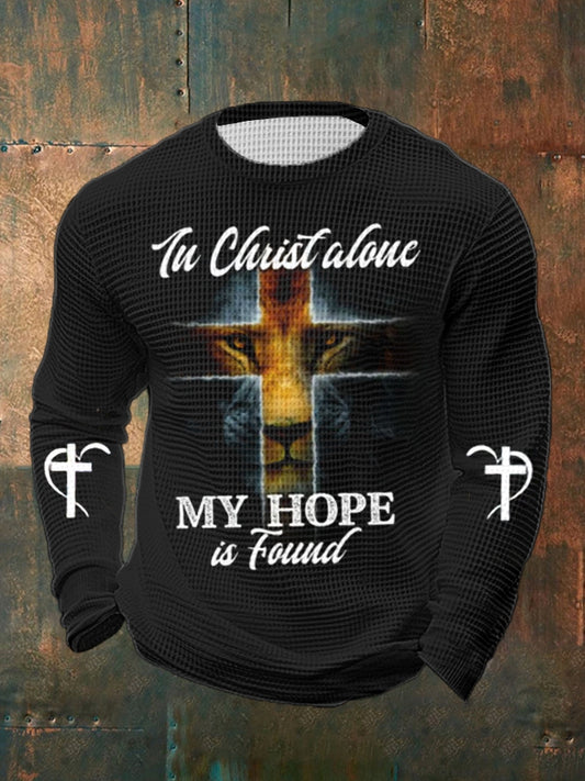 Men's Classic Christian - In Christ Alone, My Hope Is Found Waffle Long Sleeve T-Shirt