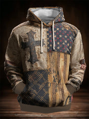 Men's Flag Faith Cross Camouflage Standard Fit Hoodie