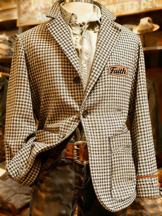 Men's Faith Houndstooth Print Casual Jacket