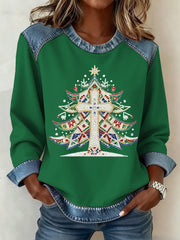 Women's Christmas Pattern Patchwork Art Sweatshirt