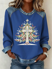 Women's Christmas Pattern Patchwork Art Sweatshirt