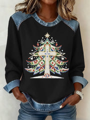 Women's Christmas Pattern Patchwork Art Sweatshirt
