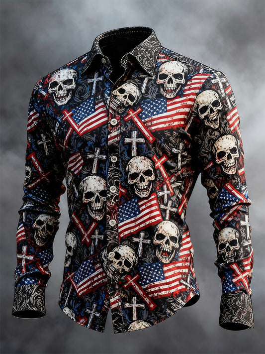 Men's Skull Cross Faith Long Sleeve Shirt