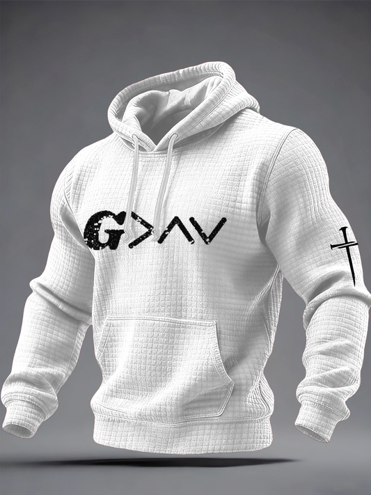 Men's God Is Greater Than The Highs and Lows Checkered Cotton Hoodie