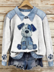 Women's Dog Art Print Casual Top