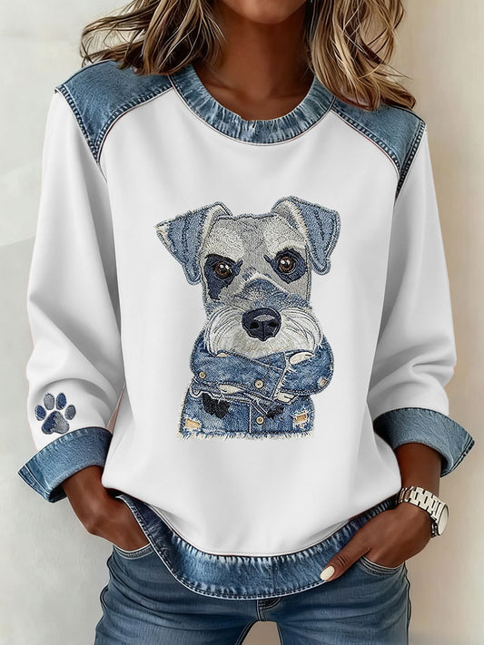Women's Dog Art Print Casual Top