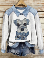 Women's Dog Art Print Casual Top