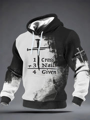Men's 1 Cross +3 Nails 4 Given Checkered Cotton Hoodie