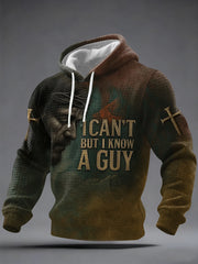 Men's I Can‘t But I Know A Guy Jesus Print Checkered Hoodie