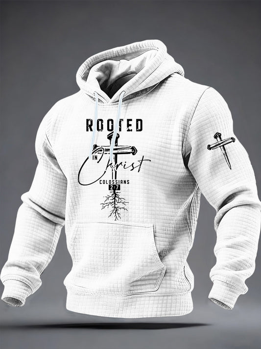Men's ROOTED IN prist COLOSSIANS 2:7 Checkered Cotton Hoodie