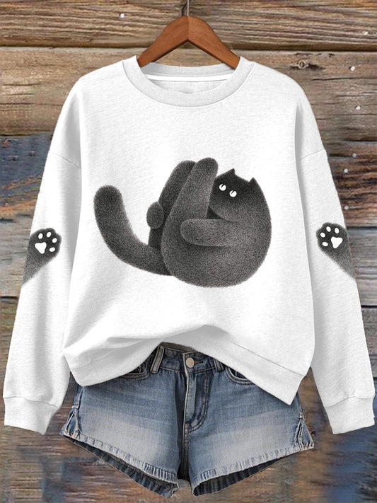 Women's Cute Cat Print Sweatshirt