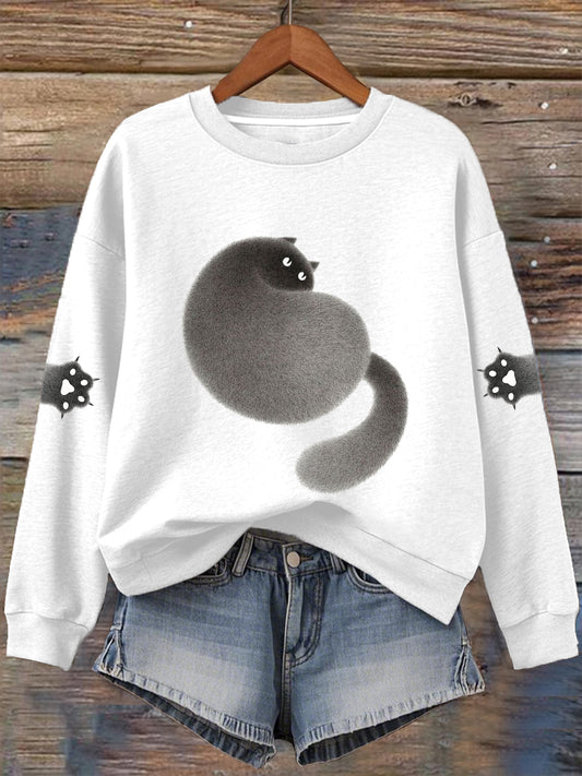 Women's Cute Cat Print Sweatshirt