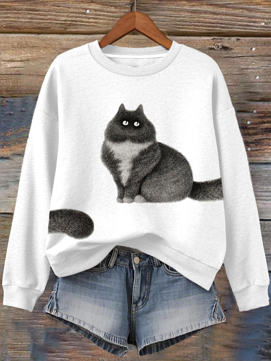 Women's Cute Cat Print Sweatshirt