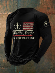 Men's In God We Trust Printed Long Sleeve T-Shirt