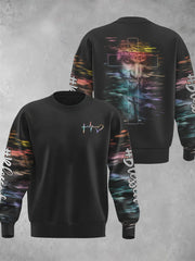 Men's Faith Over Fear Jesus Cross Colorful Water Christian Sweatshirt