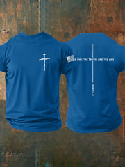Men's Jesus The Way The Truth The Life John 14:6 Christian Cross Short Sleeve T-shirt