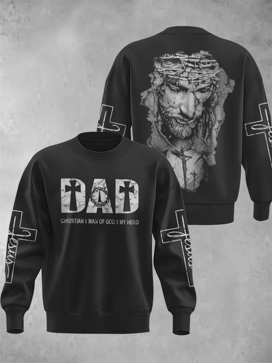 Men's   Dad Jesus Black And White Christian Sweatshirt