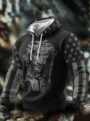 Men's Jesus Faith Over Fear Checkered Cotton Hoodie