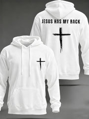 Men's Jesus Has My Back Cross Faith Casual Hoodie