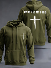 Men's Jesus Has My Back Cross Faith Casual Hoodie