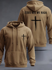 Men's Jesus Has My Back Cross Faith Casual Hoodie