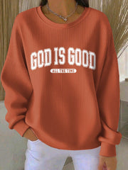 Women's God Is Good Print Casual Sweatshirt