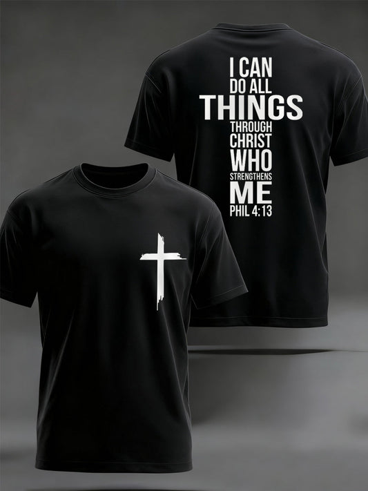Men's Christian Faith Philippians 4:13 Print Casual Tee